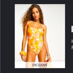 70's retro hippy swim one piece, size 8 women's